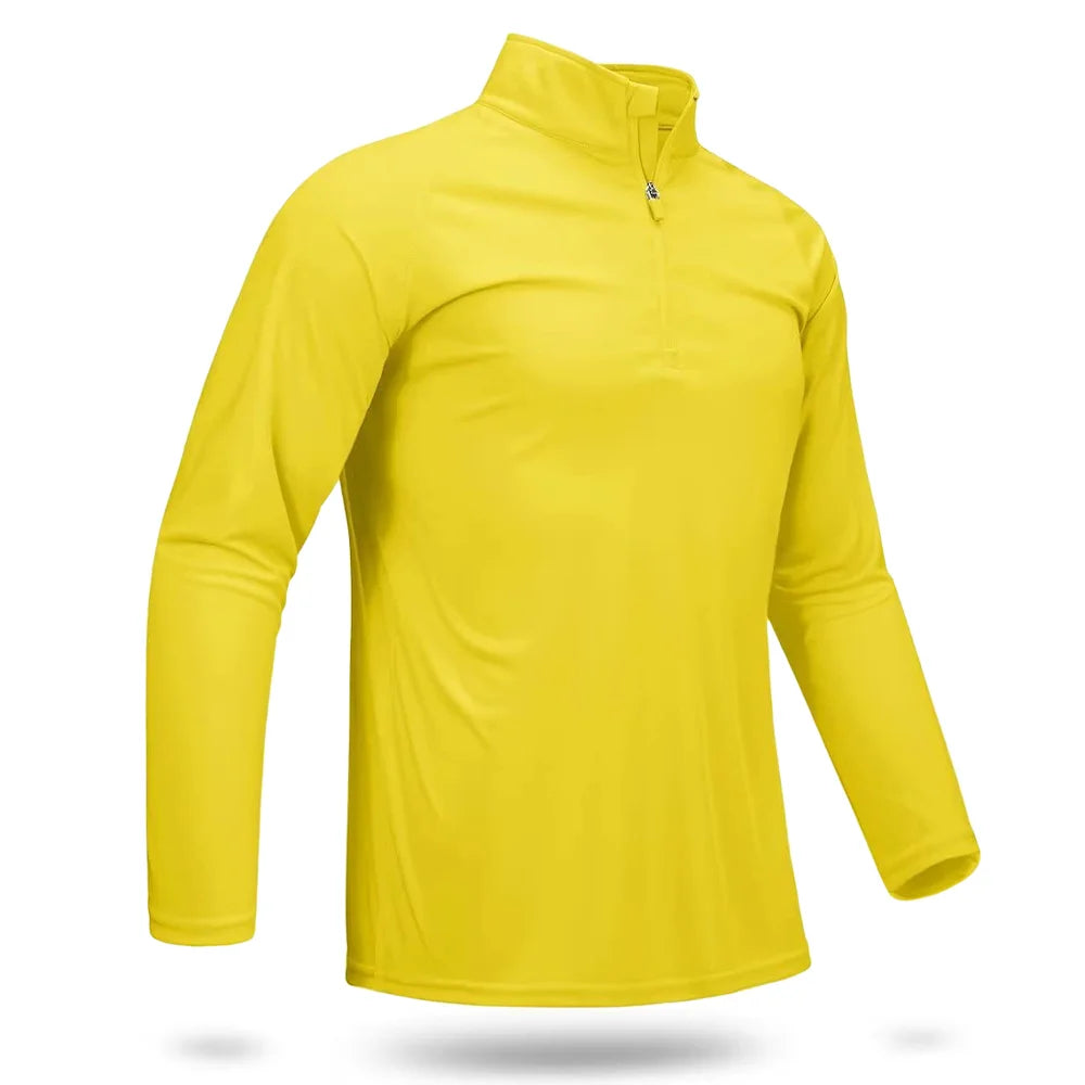 UPF 50+ T-Shirts Men'S 1/4 Zip UV Protection Long Sleeve T Shirts Fishing Hiking Performance Tee Shirts Pullover Tops