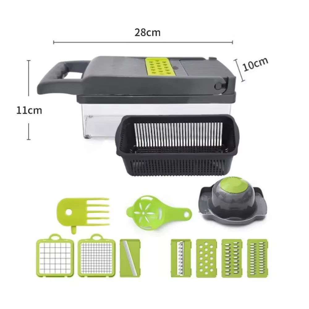 Professional Multifunctional Vegetable Chopper and Grater - 14/16 in 1 Kitchen Tool for Efficient Food Preparation