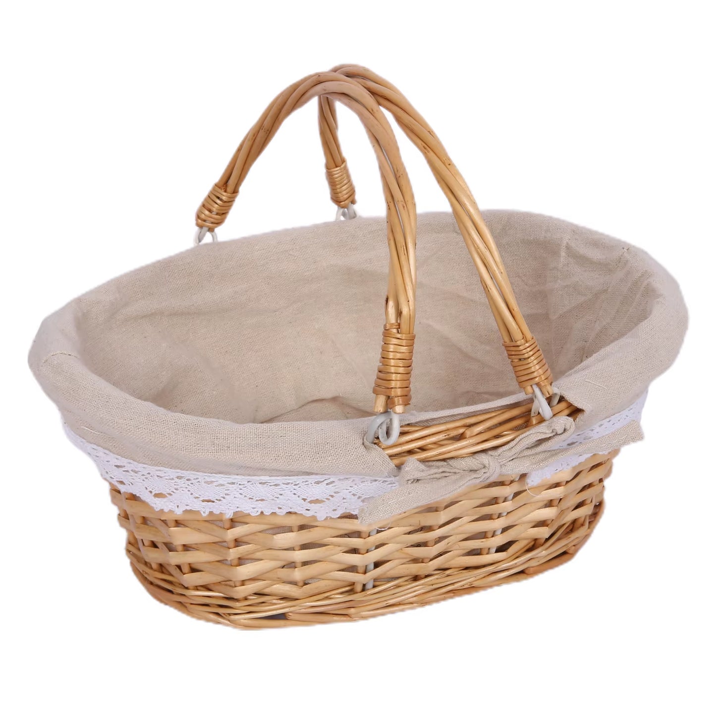 ZK30 Rustic Willow Wicker Picnic Basket with Handle for Outdoor Activities