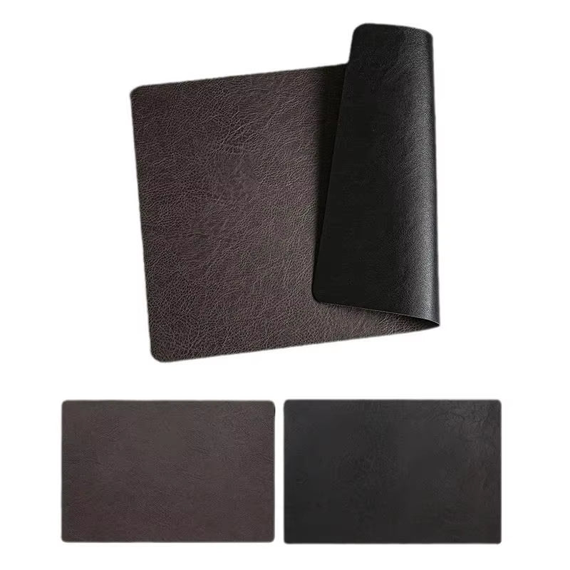 Reversible Leather Kitchen Placemats - Heat Resistant Dining Table Mats for Dishes, Cups, and Coasters