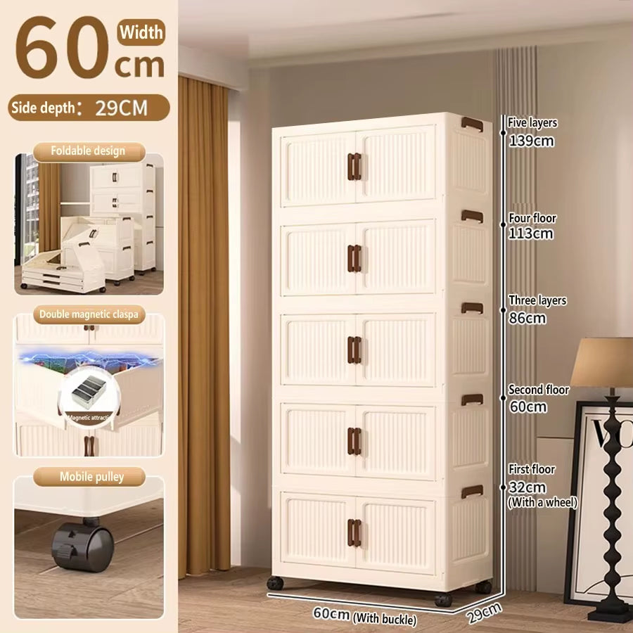 Extra Large Capacity Foldable Storage Cabinet for Household Items, Clothes, Toys, and Snacks