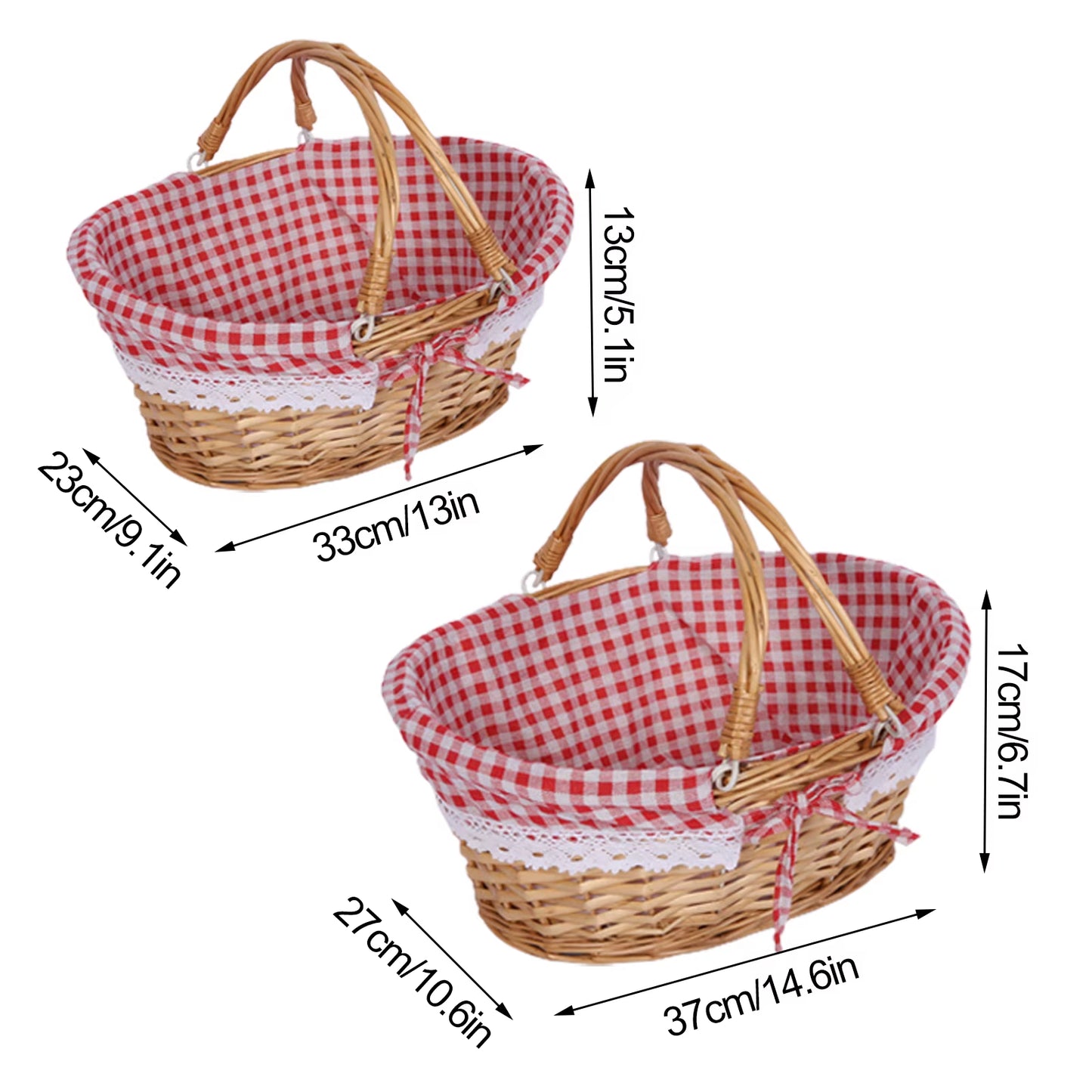 ZK30 Rustic Willow Wicker Picnic Basket with Handle for Outdoor Activities