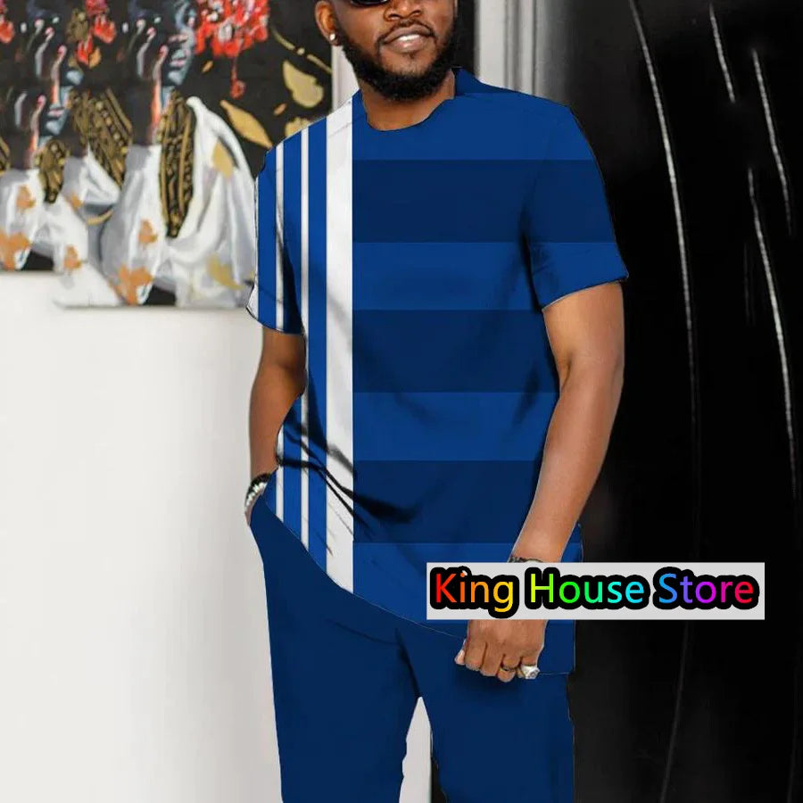 New Sportsuit Suit for Men Tracksuit Trousers Jogging Clothes T Shirt Trouser 2 Piece Set Oversized Tracksuit Street Clothes