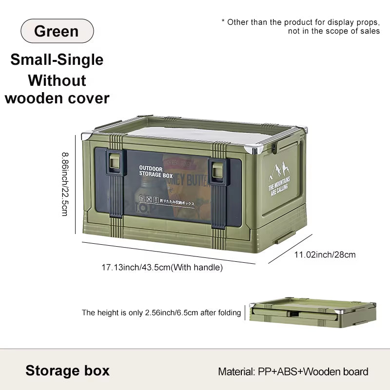 Multi-Layer Foldable Storage Box with Lid - Durable Trunk Organizer for Camping, Picnics, and Vehicle Storage