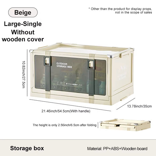 Multi-Layer Foldable Storage Box with Lid - Durable Trunk Organizer for Camping, Picnics, and Vehicle Storage