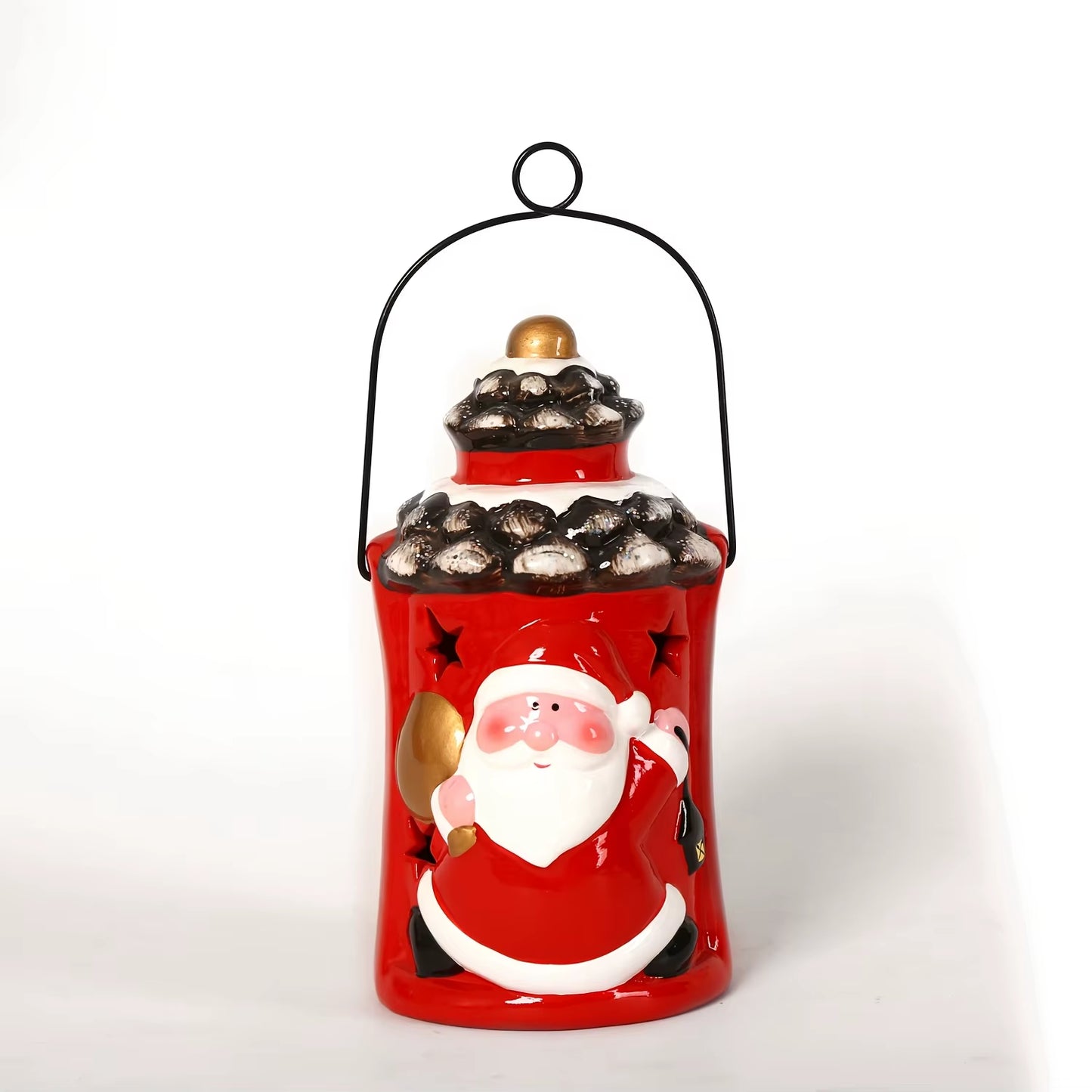 Christmas Ceramic Lantern - Elegant Holiday Candle Holder for Indoor and Desktop Decor