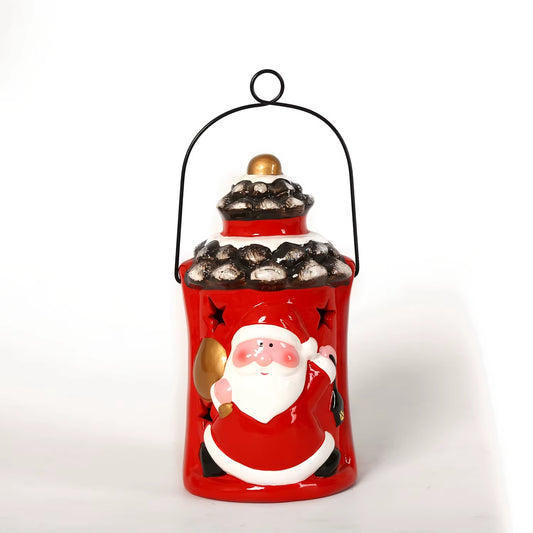 Christmas Ceramic Lantern - Elegant Holiday Candle Holder for Indoor and Desktop Decor