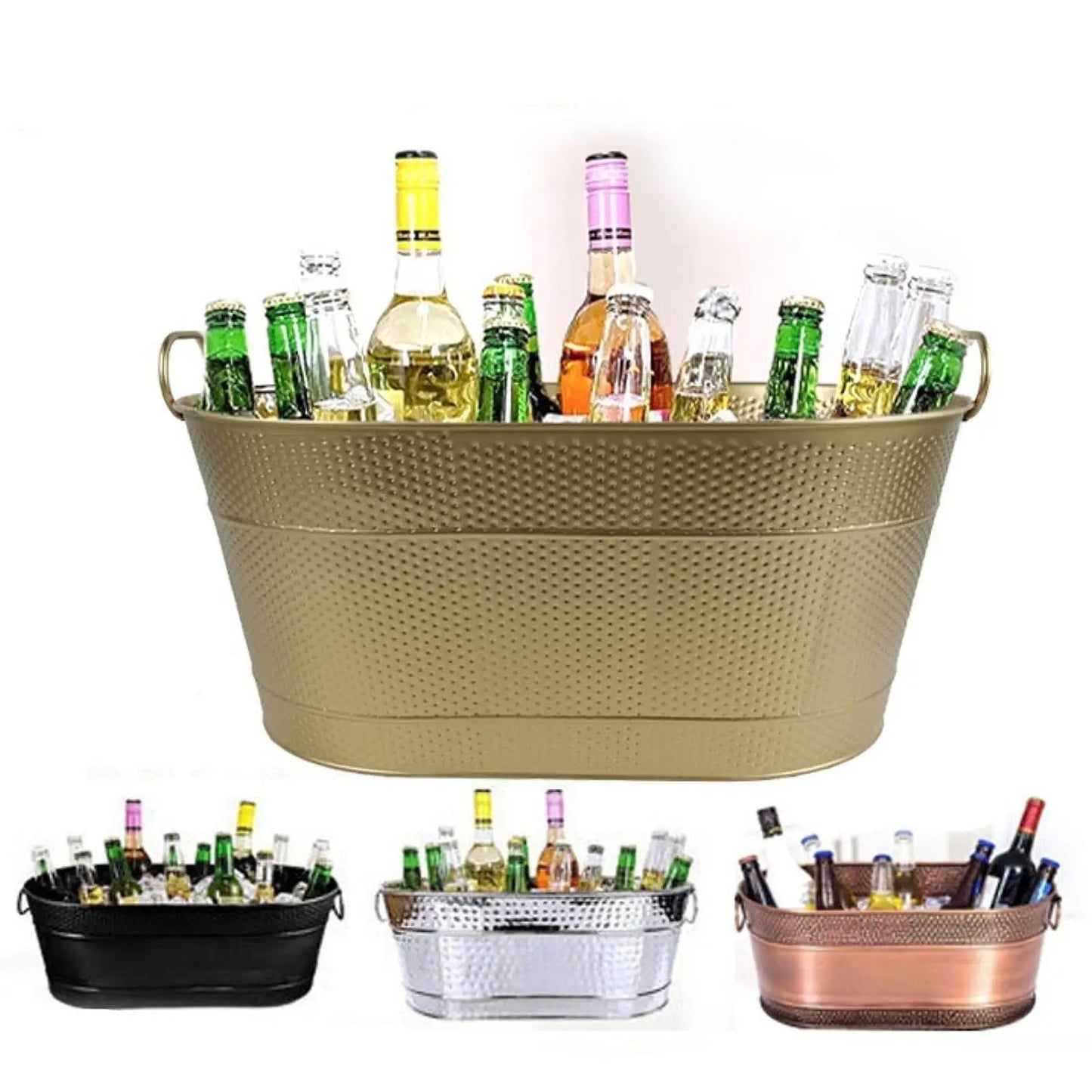Galvanized Tub Ice Bucket with Carry Handles Beer Tub for Chilling Wine Beer Beverage Tub with Handle Metal Beer Bucket Ice