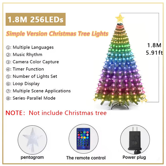 Smart Christmas Tree Lights LED RGB Multicolor Fairy Lights DIY Colors Waterproof for Indoor Outdoor Christmas Tree Decoration
