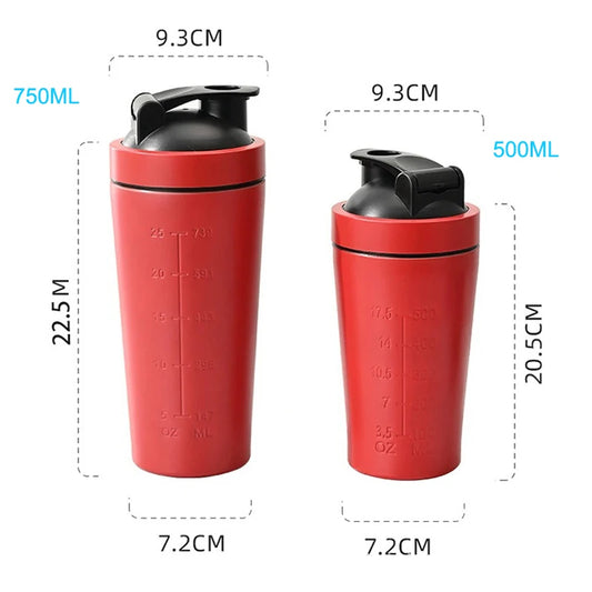 1Pcs Stainless Steel Protein Powder Shaker Bottle with Ball Scale Leak Proof,Gym Fitness Sport Whey Shakes Water Cup