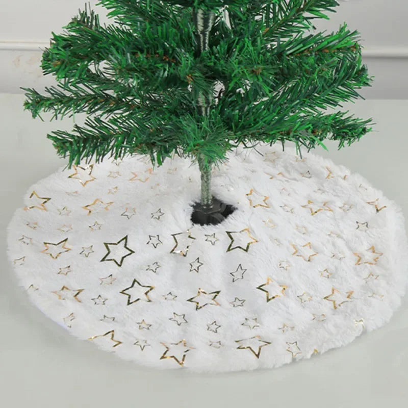 40Cm Plush Christmas Tree Skirt Sequin Snowflakes Xmas Tree Skirts Base Cover Carpet Mat 2024 New Year Navidad Party Decorations