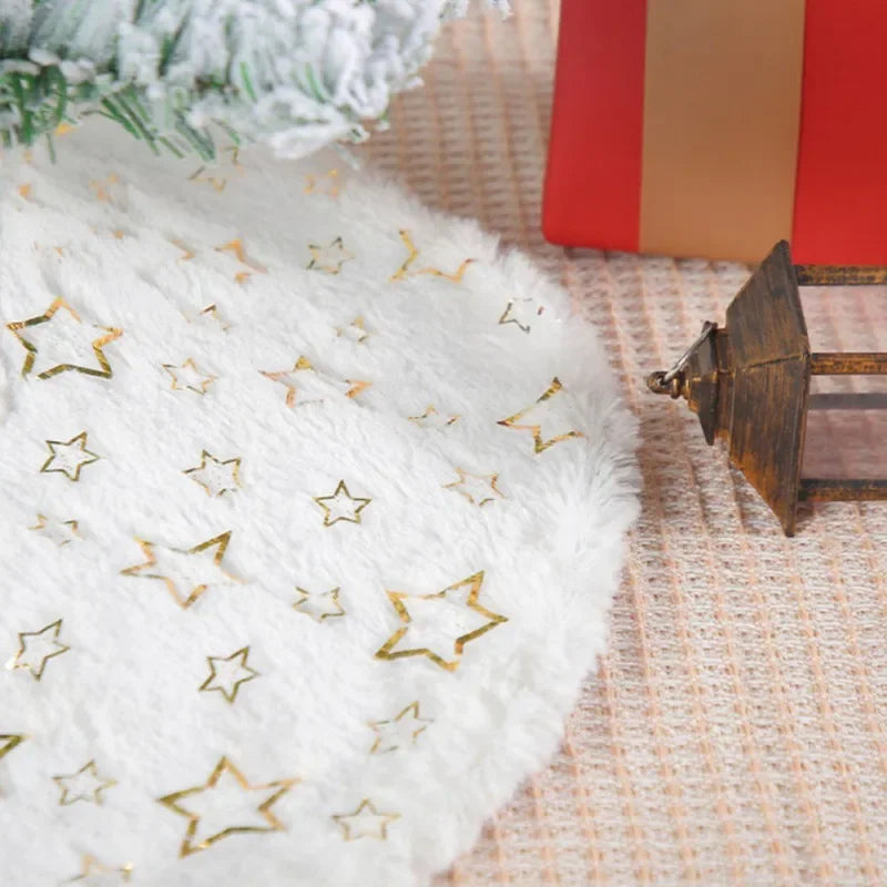 40Cm Plush Christmas Tree Skirt Sequin Snowflakes Xmas Tree Skirts Base Cover Carpet Mat 2024 New Year Navidad Party Decorations