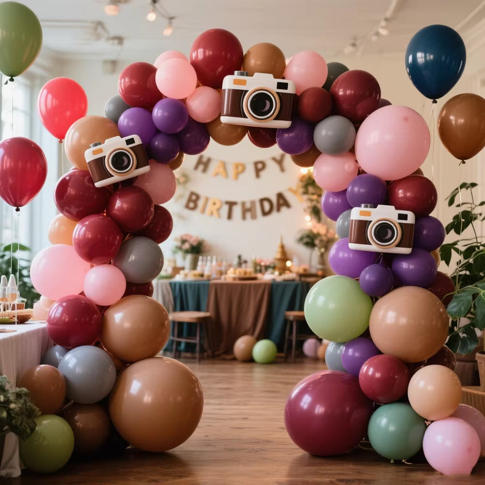 50/100 Pieces Retro Mixed Balloons in Orange, Brown, Avocado, and Night Blue for Thanksgiving Woodland Theme Party Decoration